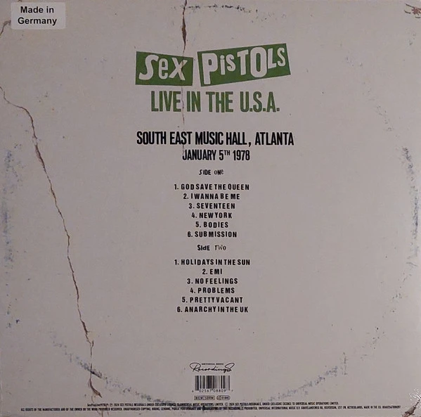 Виниловая пластинка SEX PISTOLS Live In The U.S.A. 1978