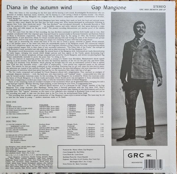 Виниловая пластинка GAP MANGIONE DIANA IN THE AUTUMN WIND