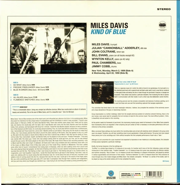 Виниловая пластинка MILES DAVIS KIND OF BLUE