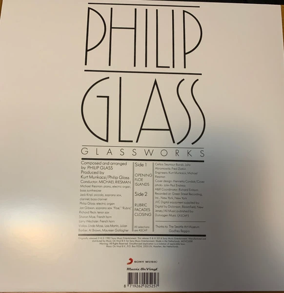 Виниловая пластинка PHILIP GLASS  GLASSWORKS