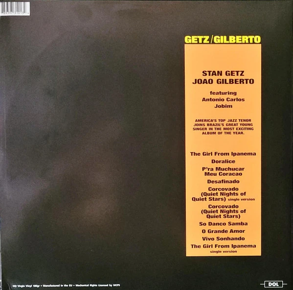 Виниловая пластинка STAN GETZ & JOAO GILBERTO GETZ / GILBERTO