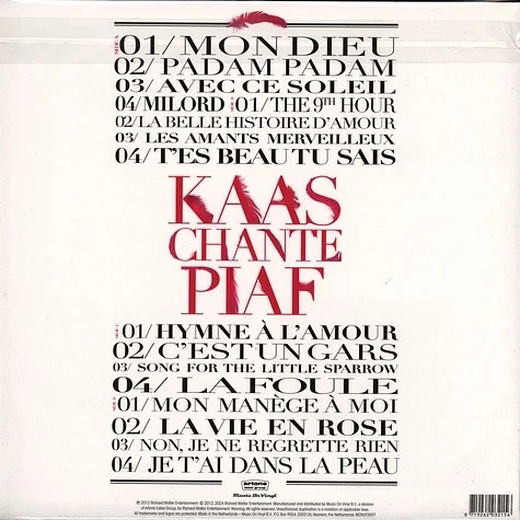 Виниловая пластинка PATRICIA KAAS Kaas Chante Piaf