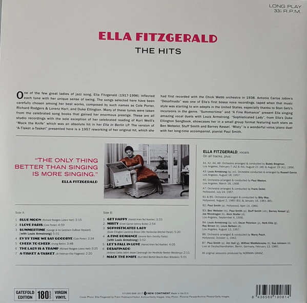 Виниловая пластинка ELLA FITZGERALD HITS