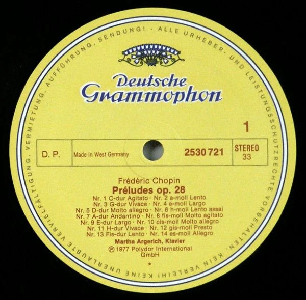 Виниловая пластинка FREDERIC CHOPIN 24 PRELUDES, OP.28 · PRELUDES NR.25, OP.45 · NR.26, OP. POSTH.