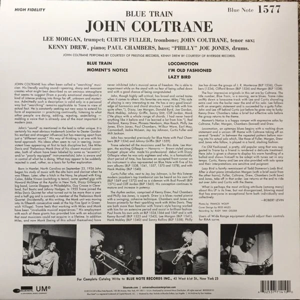 Виниловая пластинка JOHN COLTRANE BLUE TRAIN