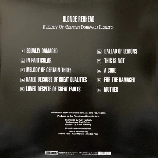 Виниловая пластинка BLONDE REDHEAD MELODY OF CERTAIN DAMAGED LEMONS