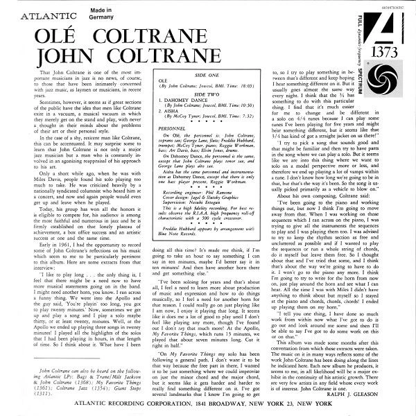 Виниловая пластинка JOHN COLTRANE OLE COLTRANE