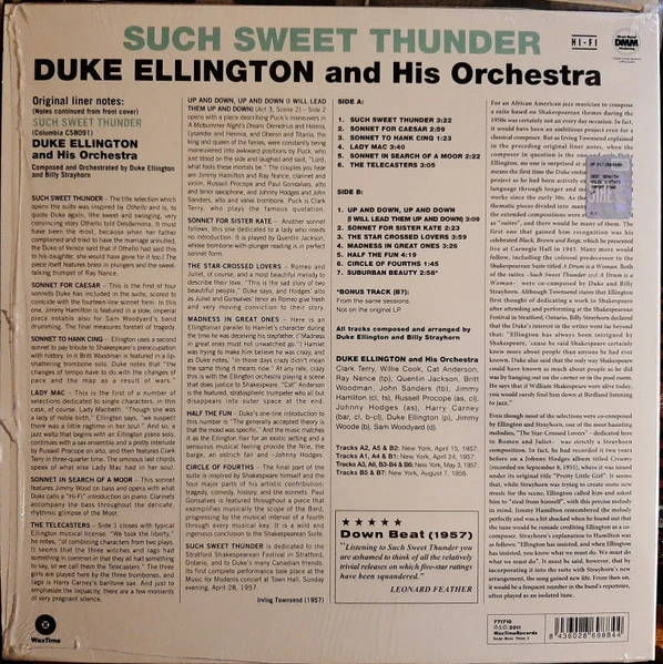 Виниловая пластинка DUKE ELLINGTON AND HIS ORCHESTRA  SUCH SWEET THUNDER
