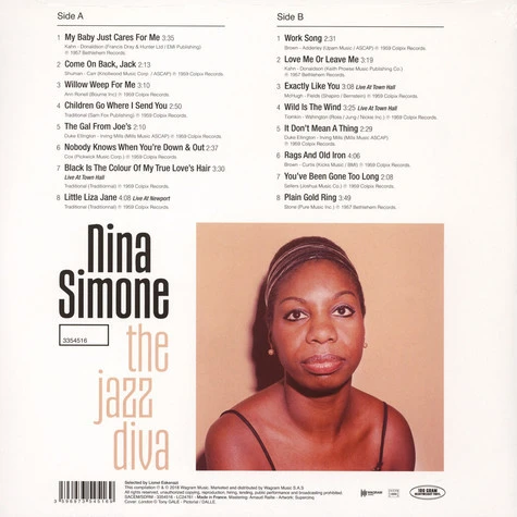 Виниловая пластинка NINA SIMONE JAZZ DIVA