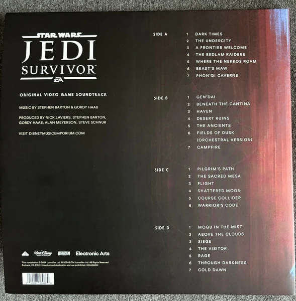 Виниловая пластинка STEPHEN BARTON & GORDY HAAB STAR WARS JEDI: SURVIVOR