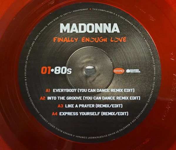 Виниловая пластинка MADONNA FINALLY ENOUGH LOVE