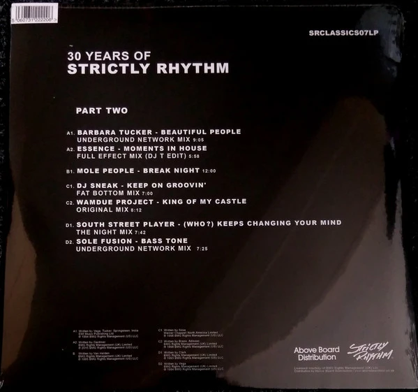 Виниловая пластинка VARIOUS 30 YEARS OF STRICTLY RHYTHM - PART TWO