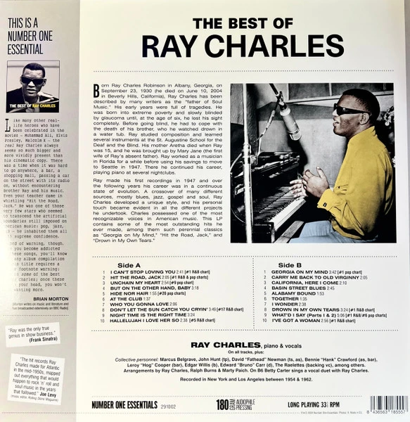 Виниловая пластинка RAY CHARLES THE BEST OF RAY CHARLES