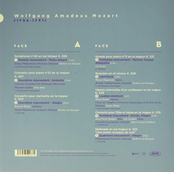 Виниловая пластинка WOLFGANG AMADEUS MOZART THE MASTERPIECES OF