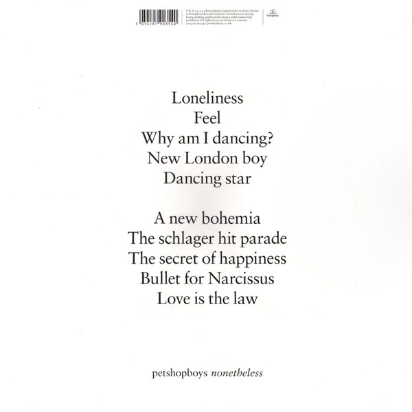 Виниловая пластинка PET SHOP BOYS NONETHELESS