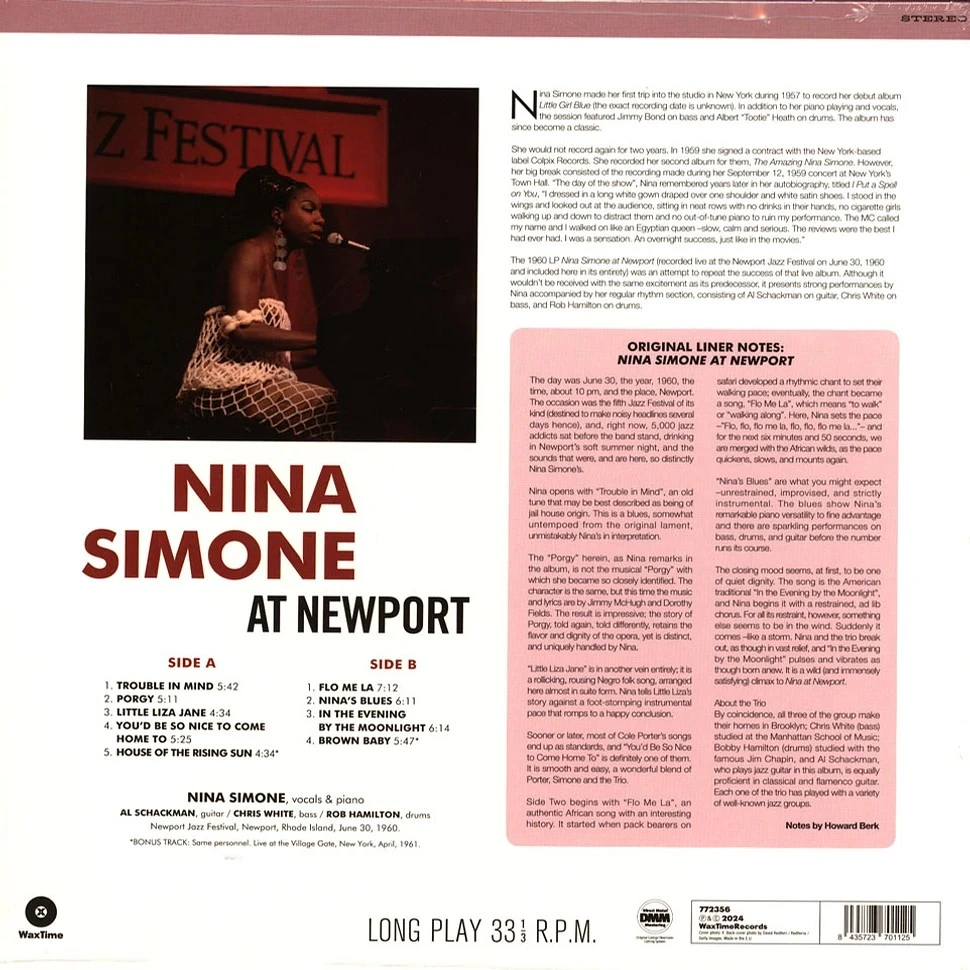 Виниловая пластинка NINA SIMONE AT NEWPORT
