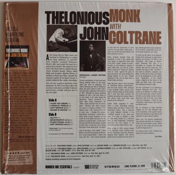 Виниловая пластинка THELONIOUS MONK THELONIOUS MONK WITH JOHN COLTRANE