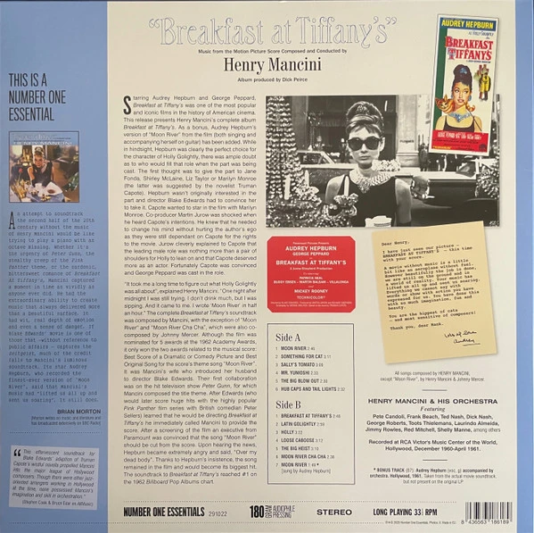 Виниловая пластинка HENRY MANCINI BREAKFAST AT TIFFANY'S