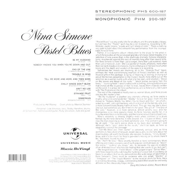 Виниловая пластинка NINA SIMONE Pastel Blues