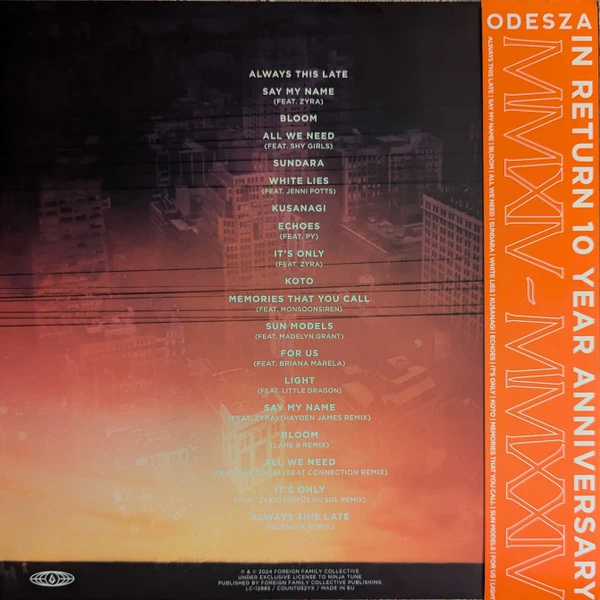 Виниловая пластинка ODESZA IN RETURN (10 YEAR ANNIVERSARY EDITION)