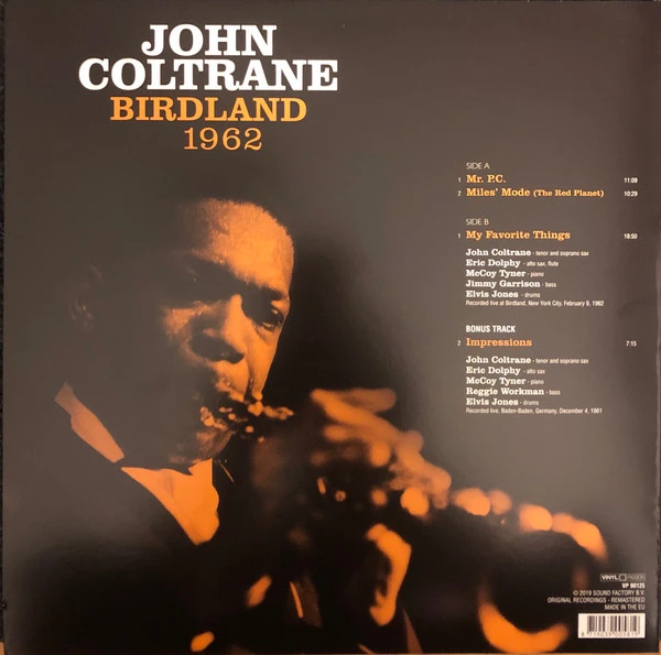 Виниловая пластинка JOHN COLTRANE BIRDLAND 1962