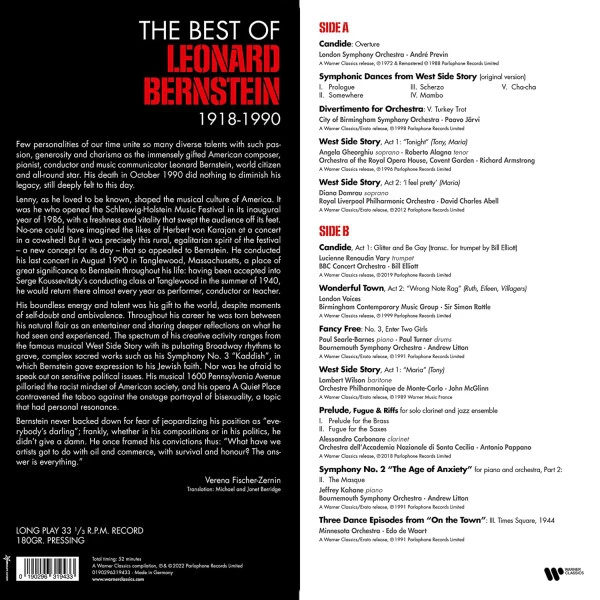 Виниловая пластинка BERNSTEIN, LEONARD LENNY: THE BEST OF BERNSTEIN