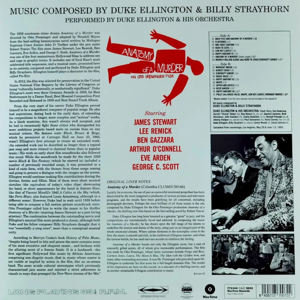 Виниловая пластинка DUKE ELLINGTON Otto Preminger's Anatomy Of A Murder (From The Sound Track Of The Motion Picture)