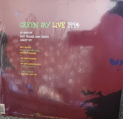 Виниловая пластинка GREEN DAY LIVE AT EAST ORANGE, NEW JERSEY, 1994