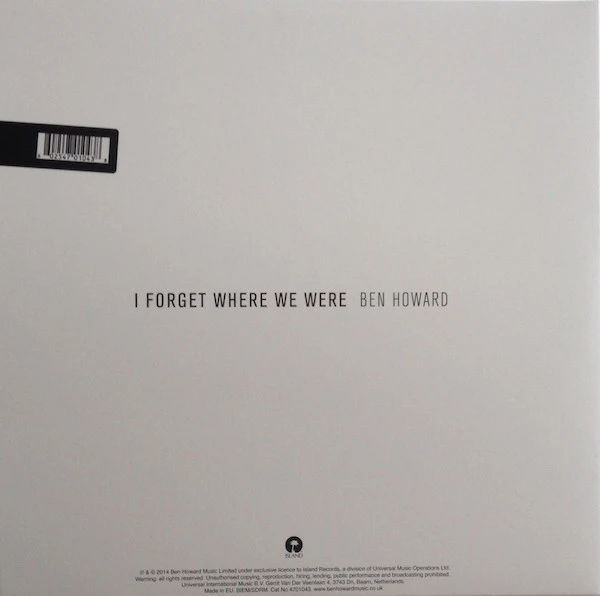 Виниловая пластинка BEN HOWARD I FORGET WHERE WE WERE