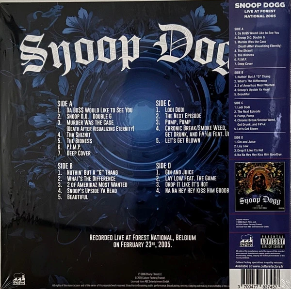 Виниловая пластинка SNOOP DOGG LIVE AT FOREST NATIONAL, 2005