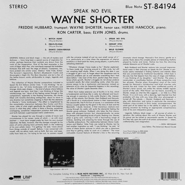 Виниловая пластинка WAYNE SHORTER SPEAK NO EVIL