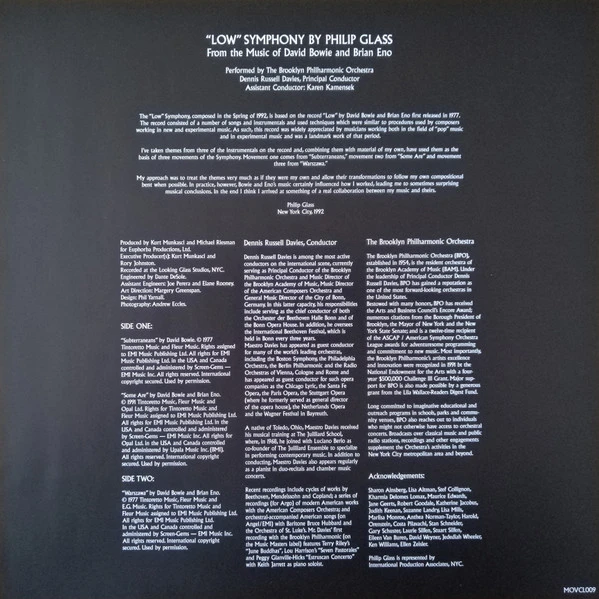Виниловая пластинка PHILIP GLASS LOW SYMPHONY