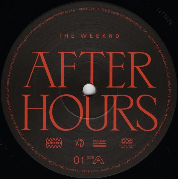 Виниловая пластинка THE WEEKND AFTER HOURS