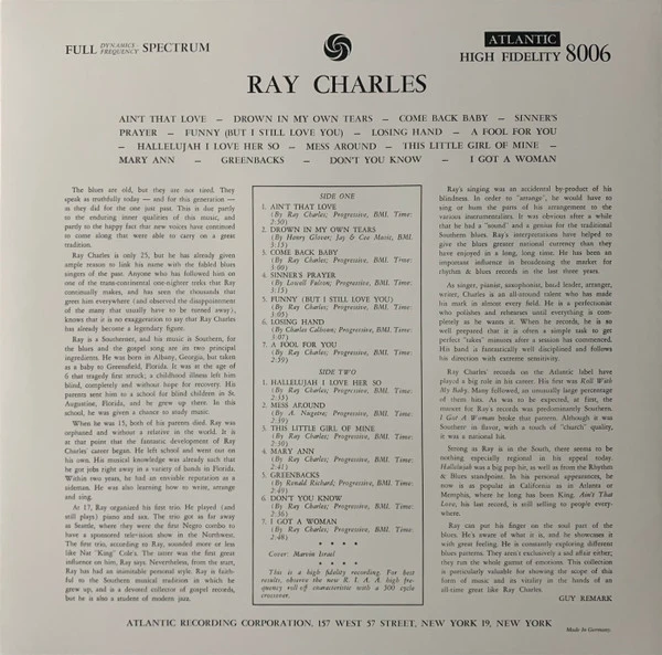Виниловая пластинка RAY CHARLES RAY CHARLES