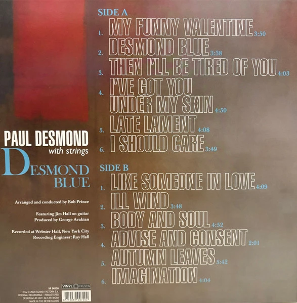 Виниловая пластинка PAUL DESMOND DESMOND BLUE