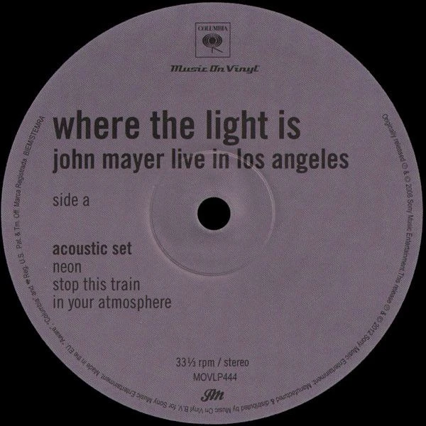 Виниловая пластинка JOHN MAYER WHERE THE LIGHT IS