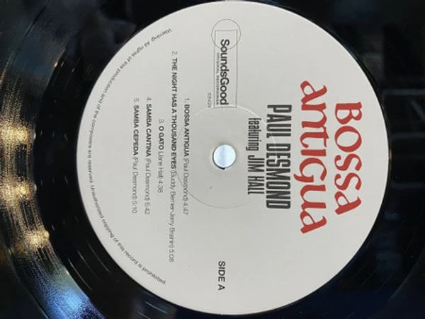 Виниловая пластинка PAUL DESMOND BOSSA ANTIGUA