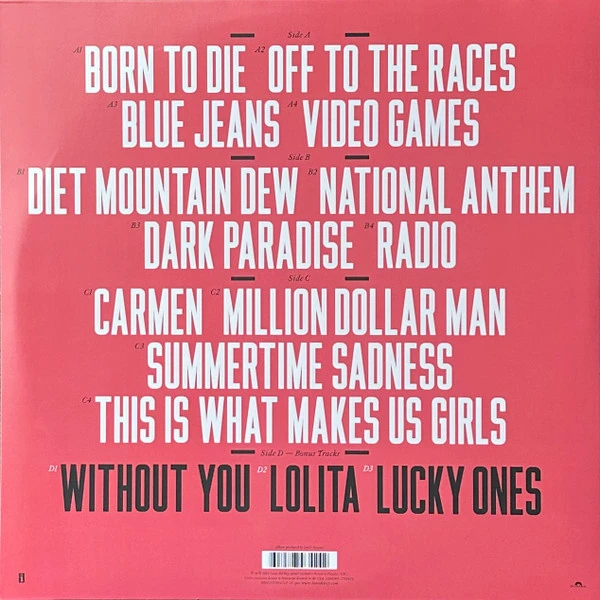 Виниловая пластинка LANA DEL REY BORN TO DIE