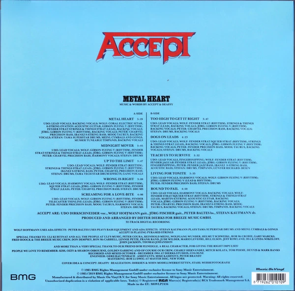 Виниловая пластинка ACCEPT METAL HEART