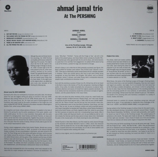 Виниловая пластинка AHMAD JAMAL TRIO BUT NOT FOR ME / LIVE AT THE PERSHING LOUNGE 1958