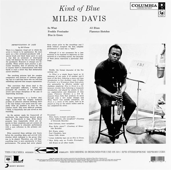 Виниловая пластинка MILES DAVIS Kind Of Blue
