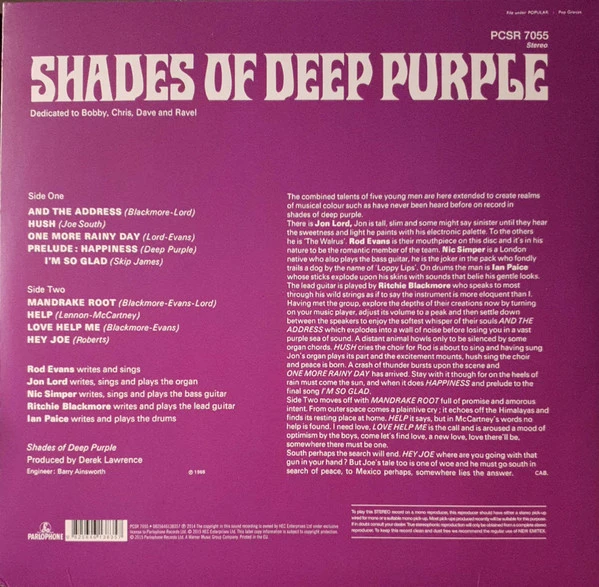 Виниловая пластинка DEEP PURPLE SHADES OF DEEP PURPLE
