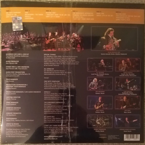 Виниловая пластинка ALAN PARSONS PROJECT, THE ONE NOTE SYMPHONY: LIVE IN TEL AVIV