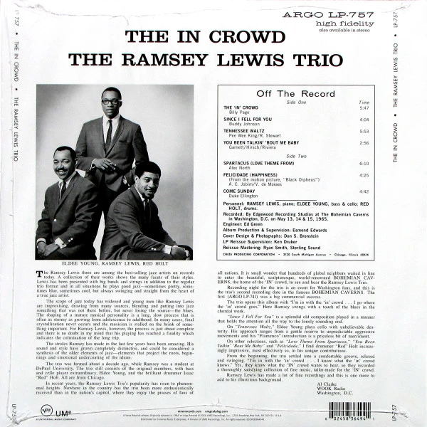 Виниловая пластинка RAMSEY LEWIS TRIO THE IN CROWD