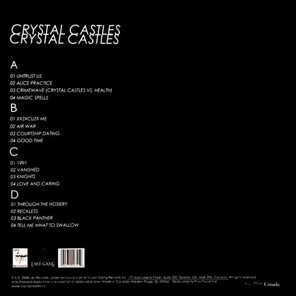 Виниловая пластинка CRYSTAL CASTLES CRYSTAL CASTLES