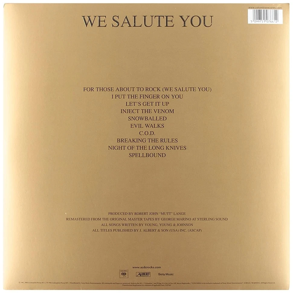 Виниловая пластинка AC/DC For Those About To Rock We Salute You