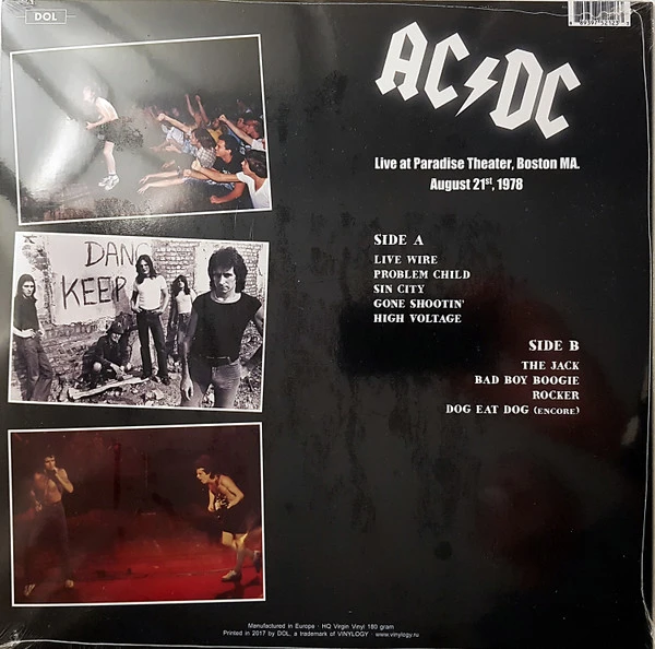 Виниловая пластинка AC/DC  LIVE AT PARADISE THEATER, BOSTON MA. AUGUST 21ST, 1978