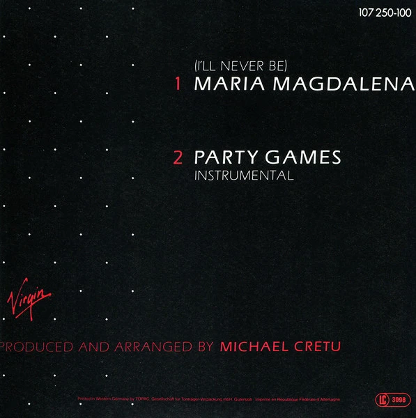Виниловая пластинка SANDRA (I`LL NEVER BE) MARIA MAGDALENA (VG/VG 7``)