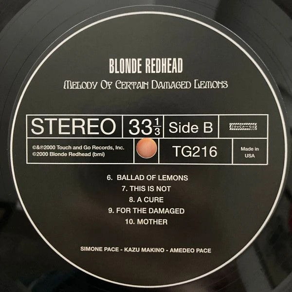 Виниловая пластинка BLONDE REDHEAD MELODY OF CERTAIN DAMAGED LEMONS