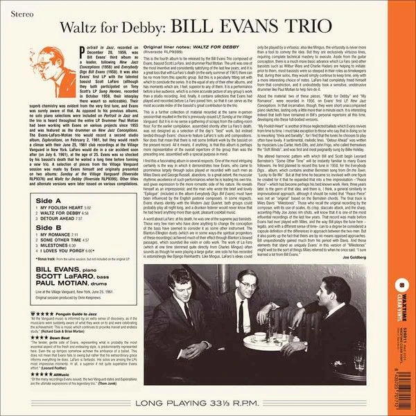 Виниловая пластинка BILL EVANS WALTZ FOR DEBBY